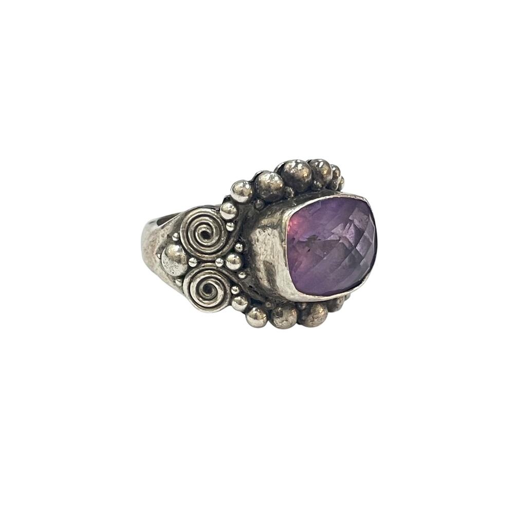 Suarti Amethyst & Sterling Silver 925 BA Boho Chunky Statement Ring Sz 8.5-8.75